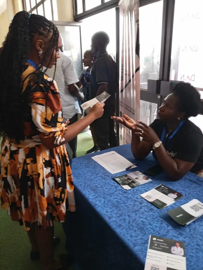 Talking with dietitians at the Thrivhe stand, Dietitians Association of Nigeria conference, 2026