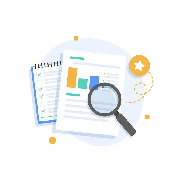 Illustration of patient reports, charts and a checklist